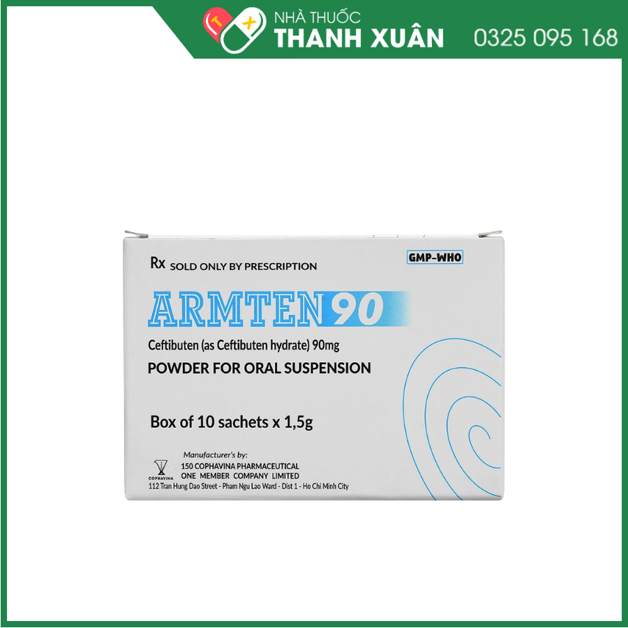Bột pha hỗn dịch Armten 90 trị các trường hợp nhiễm khuẩn vừa và nhẹ